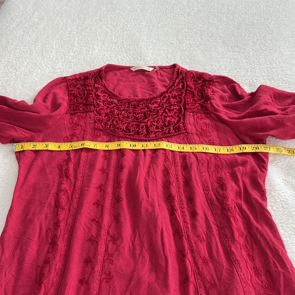 Women’s Soft Surroundings Red Velvet Embroidered Tunic Size L Pre-owned - Picture 6 of 8